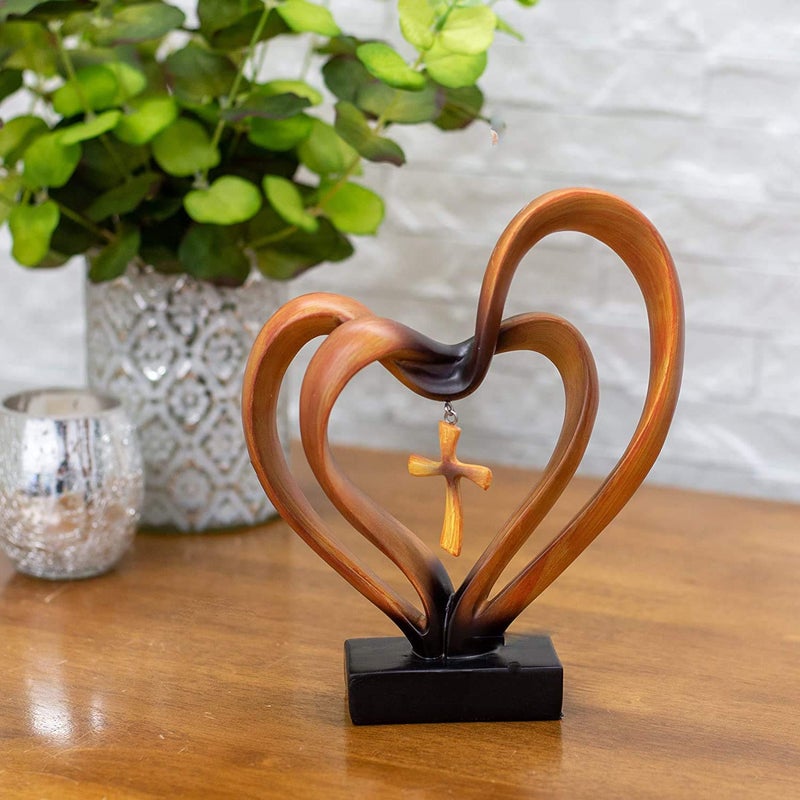 Dicksons Marriage Takes Three 8.5 x 9.5 Resin Stone Pedestal Table Top Decoration (Brown) - Image 2